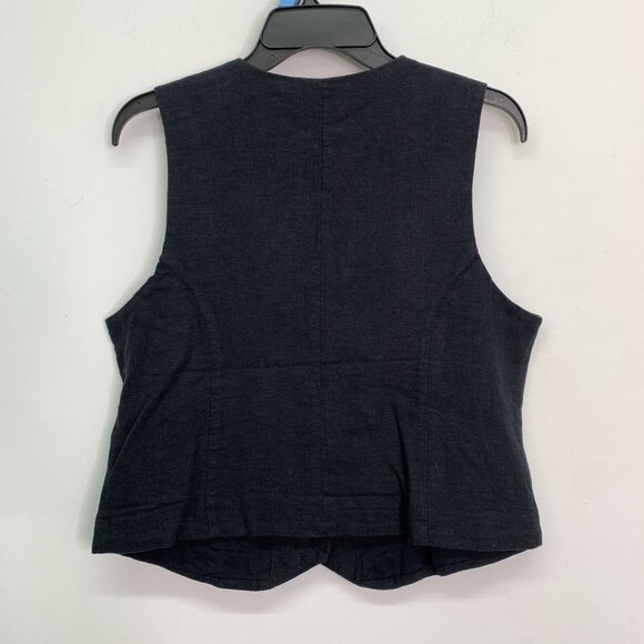 Express Women's Vest L Classic Fit V-Neck Button Up Linen Vest Black Size L - Picture 2 of 7